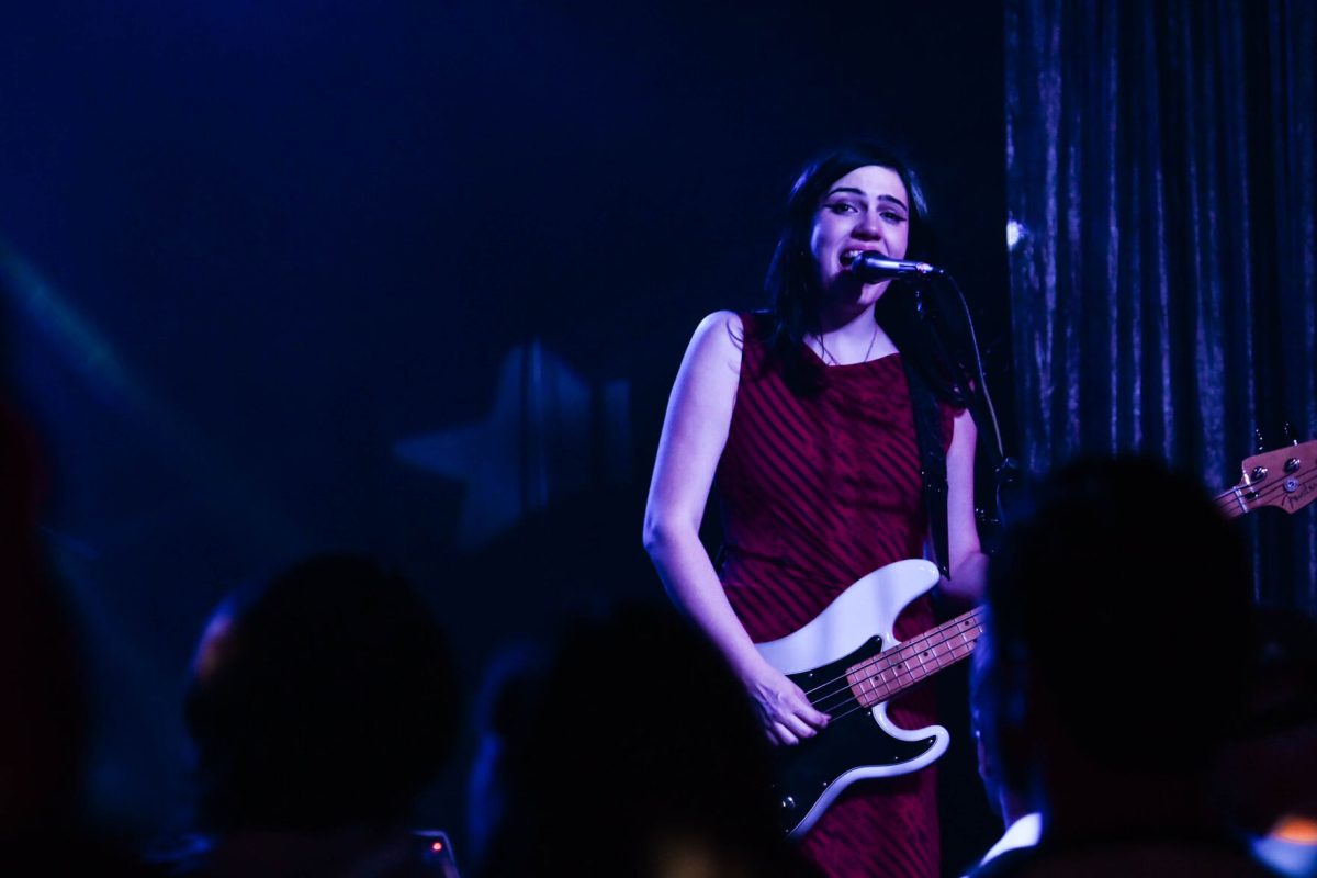 Bassist and vocalist Julia Cumming sings with Sunflower Bean at Kings on Saturday, May 24, 2025. The performance featured songs from the band's latest album, "Mortal Primetime."