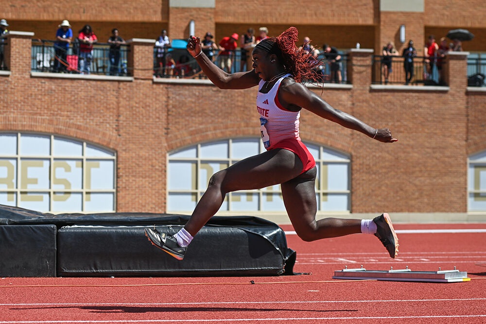 Freshman jumper Mariama Hunt competes in the women's triple jump during the ACC Outdoor Track and Field Championships in Kentner Stadium on Saturday, May 18, 2025. Hunt jumped a distance of 12.61 meters.