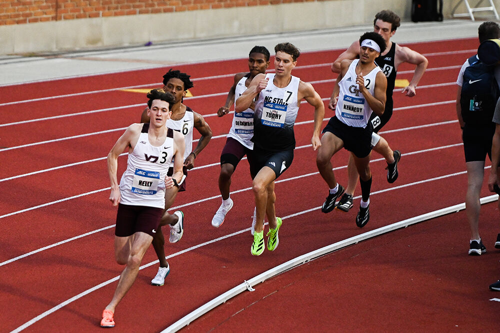 Senior distance runner Patrick Tuohy runs in the men's 800m preliminaries during the ACC Outdoor Track and Field Championships in Kentner Stadium on Friday, May 16, 2025. Tuohy placed second in his heat and fourth overall to qualify for the finals with a time of 1:48.60.