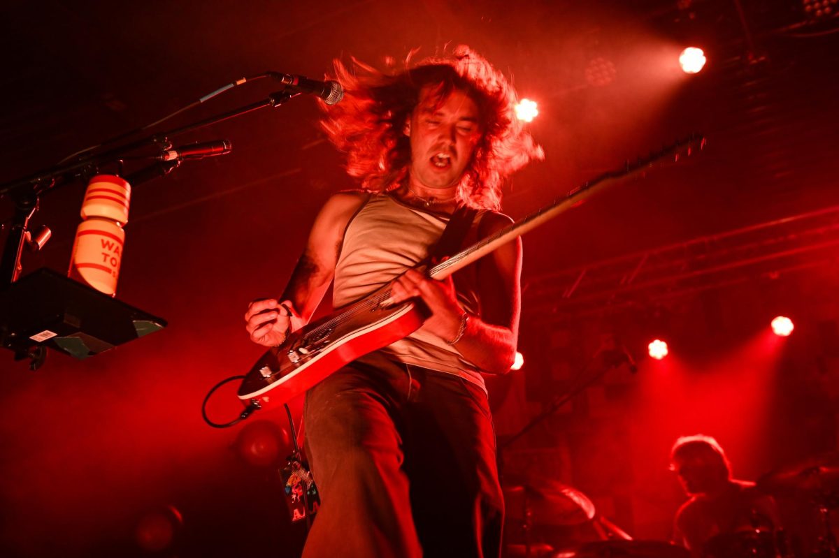 Vocalist/Guitarist Joshua Harmon of The Backseat Lovers performing at the Cat’s Cradle in Carrboro on Sept. 17, 2025. The Backseat Lovers are a rock band from Provo, Utah with over 4 million monthly listeners on Spotify.