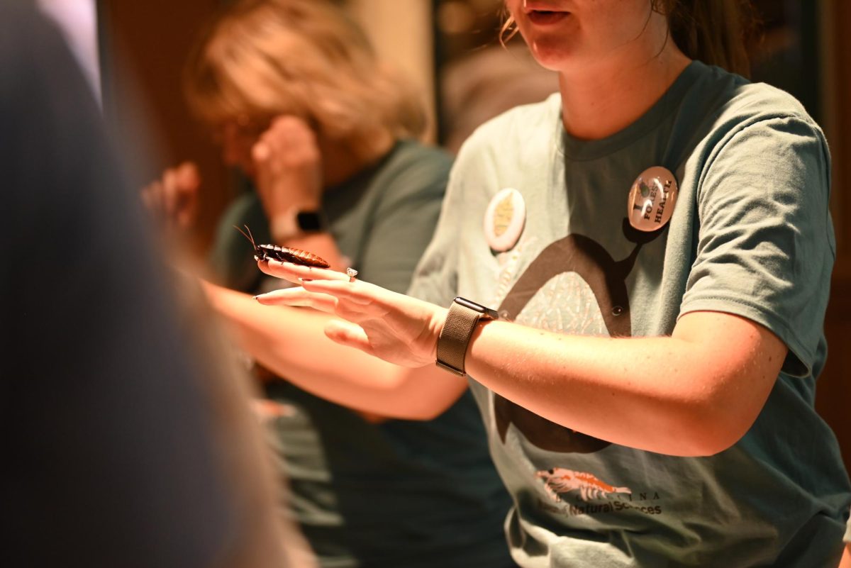 Raleigh Museam of Natural Science exhibits a Hissing Cockroach at Bugfest on Saturday, Sep 20, 2024. The event was open to the public with food trucks, vendors and volunteers.