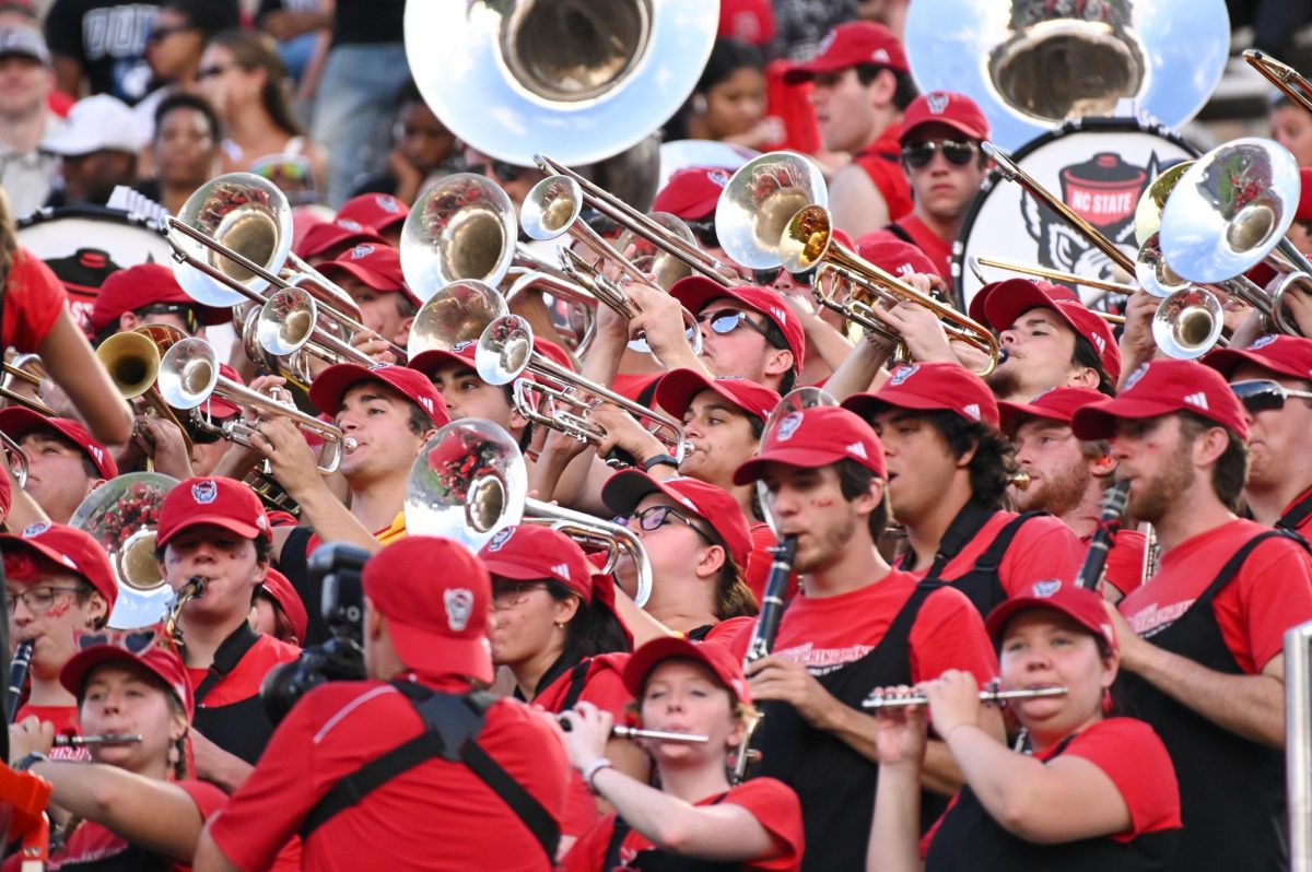 NC State band plays the fight song during the game against Duke at Wallace Wade Stadium on Saturday, Sept 20. 2025. The Wolfpack had five total touchdowns. NC State fell to Duke 45-33.