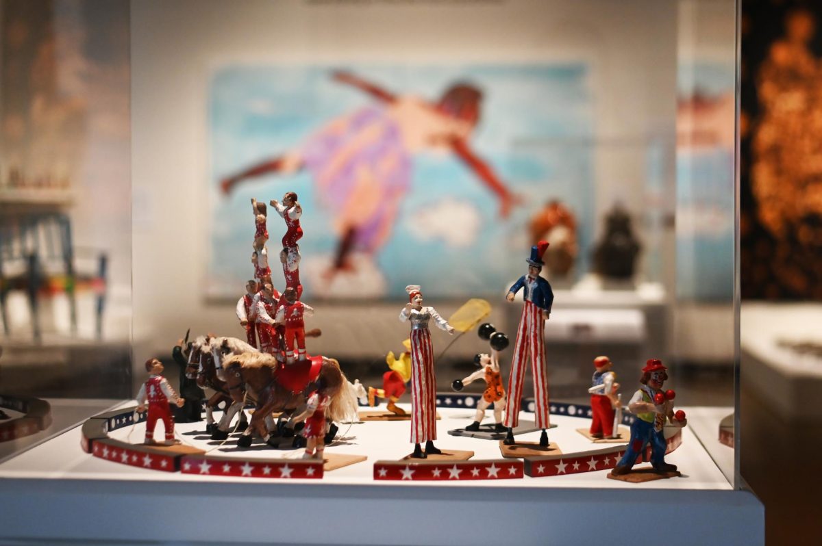 A circus model by Frank Diener sits in the middle of the Your Brain on Art exhibit at the Gregg Museum of Art and Design on Friday, Sept. 12, 2025. The exhibit explores the connection between art and neuroscience and encourages visitors to examine how works of art make them think and feel.