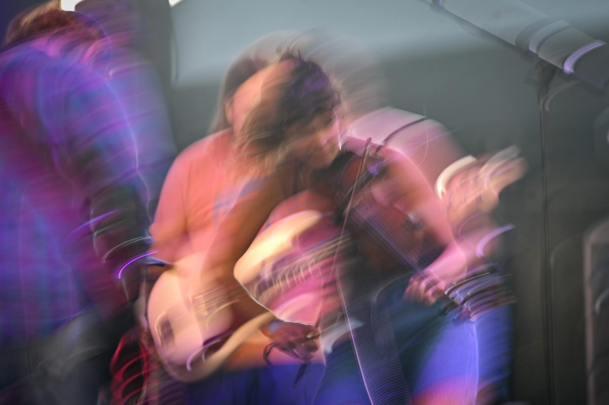 Members of the band Fust strum away during day two of the Hopscotch Music Festival in Raleigh, NC on Friday, Sept. 5, 2025. Featuring three days free "Day Parties" in local venues, Hopscotch attracts thousands of attendees each year, as well as local artists like Fust.