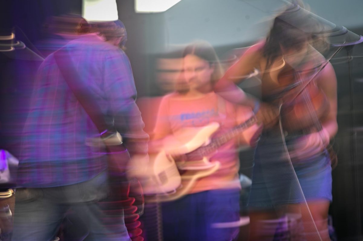 Members of the band Fust strum away during day two of the Hopscotch Music Festival in Raleigh, NC on Friday, Sept. 5, 2025. Featuring three days free "Day Parties" in local venues, Hopscotch attracts thousands of attendees each year, as well as local artists like Fust.