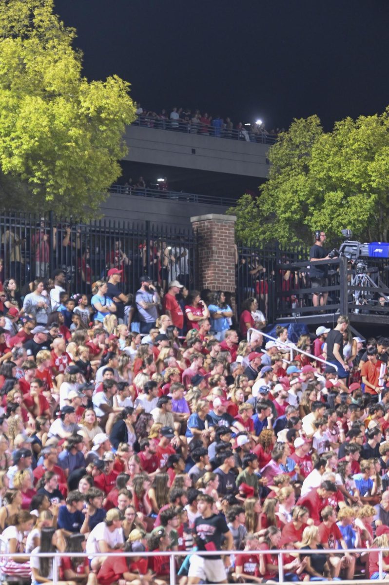 Students and community members watch the soccer match against UNC-Chapel Hill from Coliseum Deck on Friday, Sept. 5, 2025. This game broke the attendance record with over 4,000 attendees being in the stadium. NC State tied with UNC 0-0.