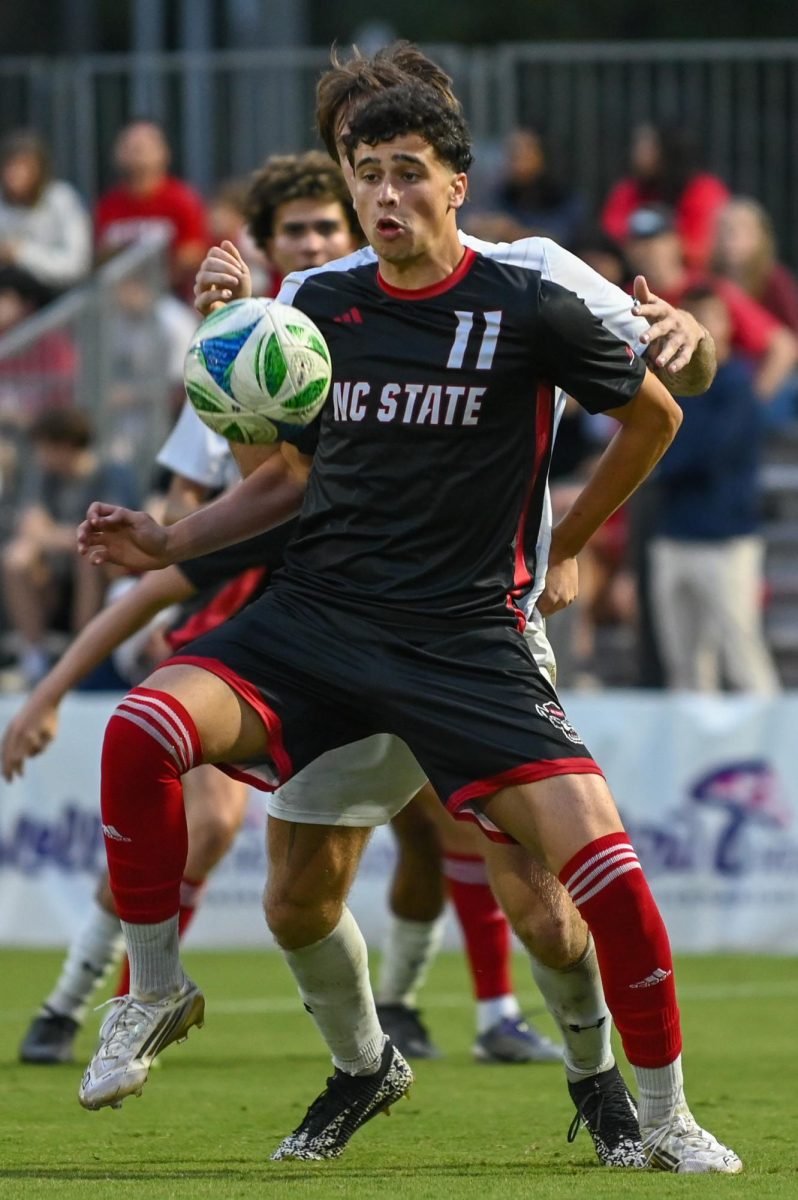 Sophomore forward Frankie Defrancesco settles the ball during the game against William & Mary at Dail Soccer Stadium on Tuesday, Sept 16, 2025. Defrancesco had three shots. NC State beat William & Mary 7-0.