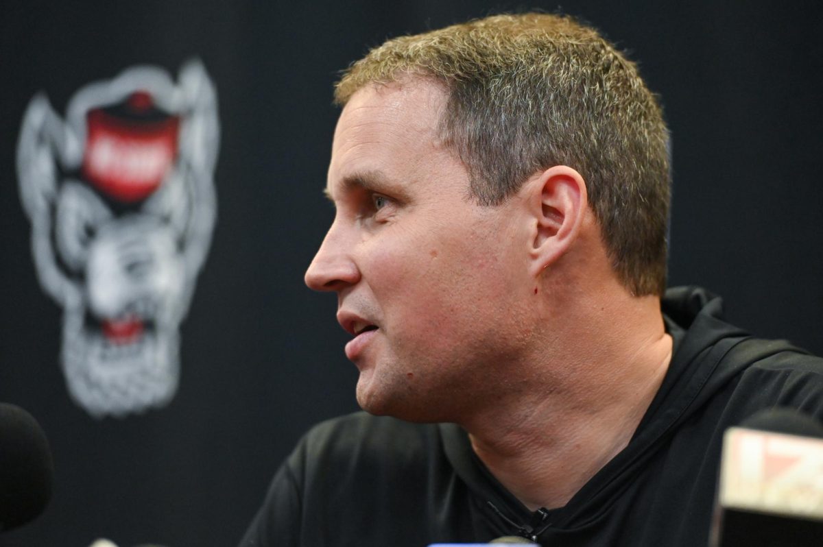 Will Wade, head coach of NC State men’s basketball, answers questions from his press conference audience inside the Dail Center on Monday, Sept. 22, 2025.   