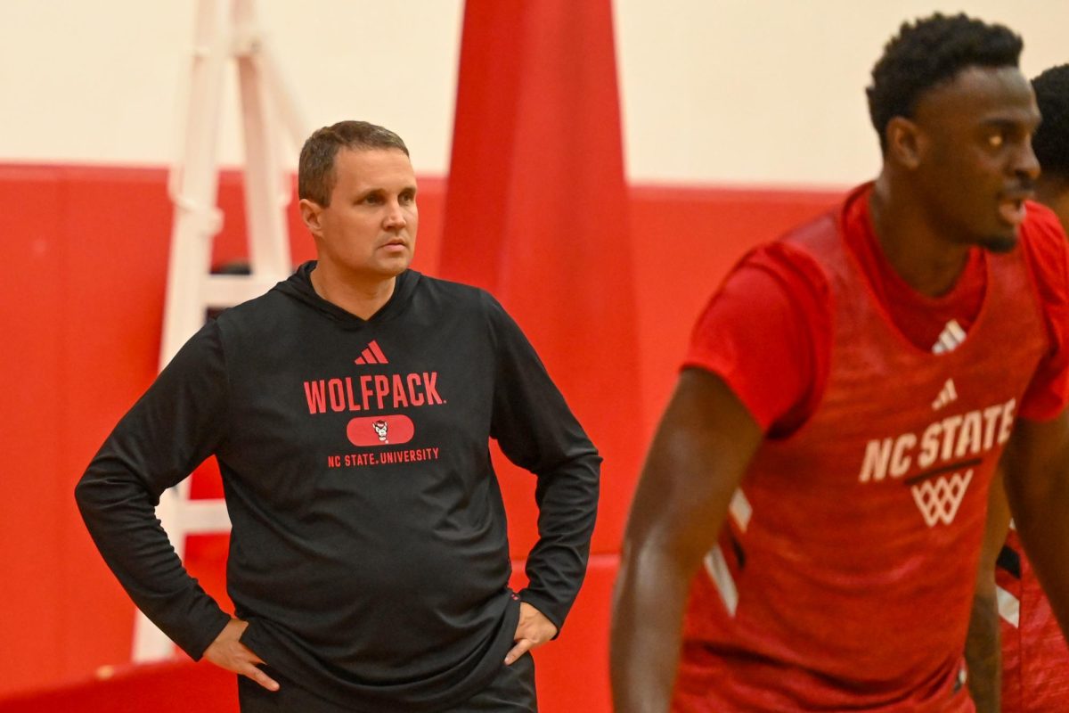 Head coach Will Wade watches drills during the open media practice inside the Dail Center on Monday, Sept. 22, 2025. The men’s basketball program hosted the media for the first 30 minutes of its first official practice for the 2025-26 basketball season. 