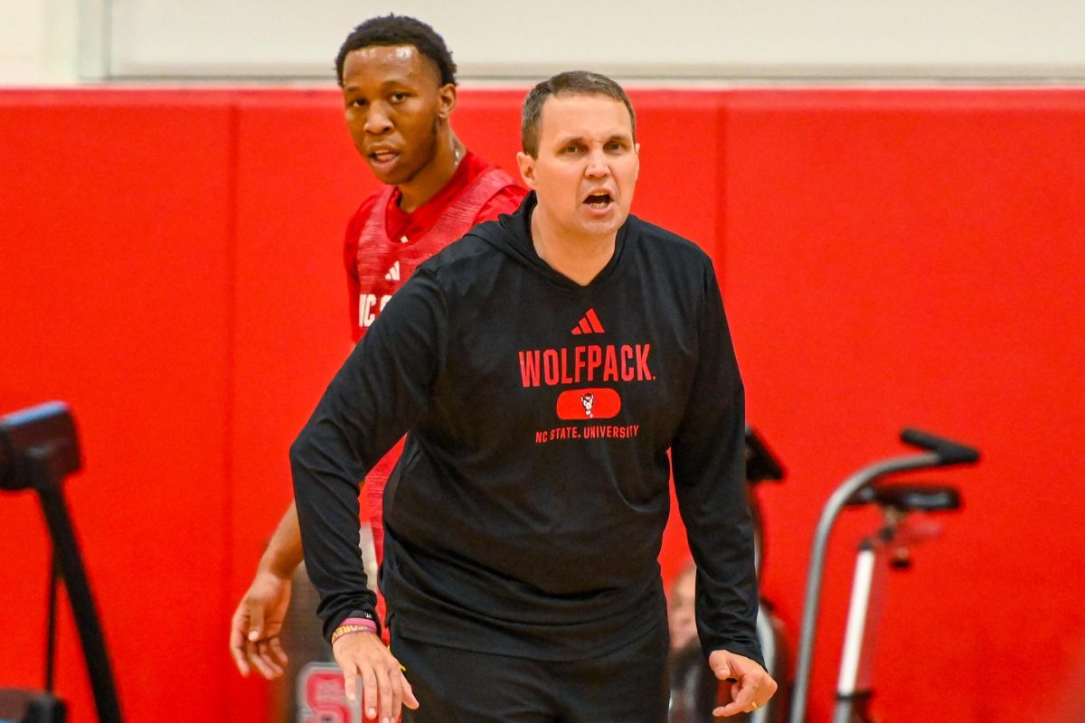 Head coach Will Wade yells across the court during the open media practice inside the Dail Center on Monday, Sept. 22, 2025. The men’s basketball program hosted the media for the first 30 minutes of its first official practice for the 2025-26 basketball season. 