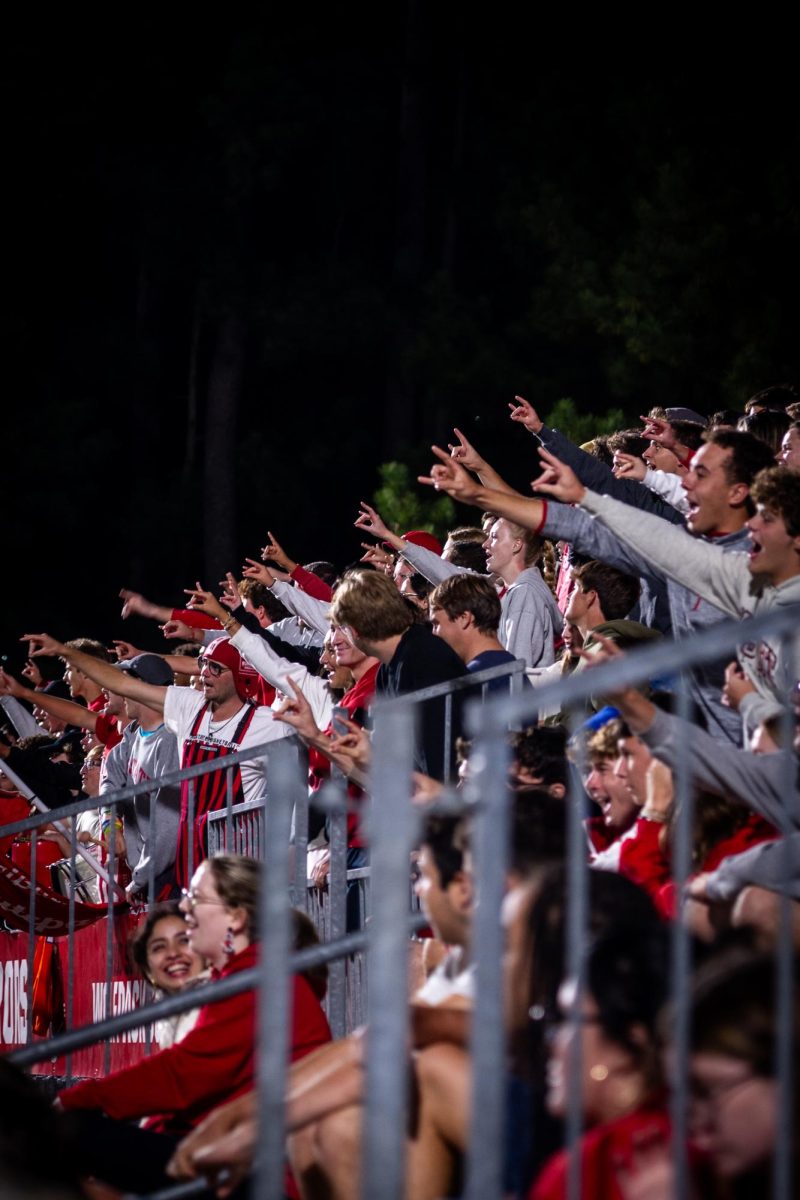 Red Terrors celebrate waving Wolfies during the game against Campbell at Dail Soccer Stadium on Sunday, Sept. 7, 2025. The Wolfpack beat the Camels 4-0. 