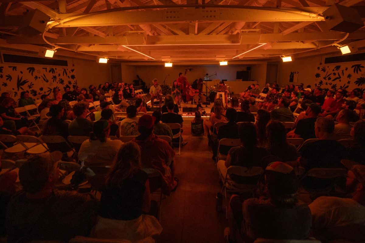 Festival attendees watch Iceblink perform in Nash Hall during day three of Hopscotch Festival on Saturday, Sept. 7, 2025. Hopscotch is an annual music festival that hosts various local, national and international bands in various venues in downtown Raleigh. Iceblink was formed by Lynn Avery, a trans-woman from Minneapolis.