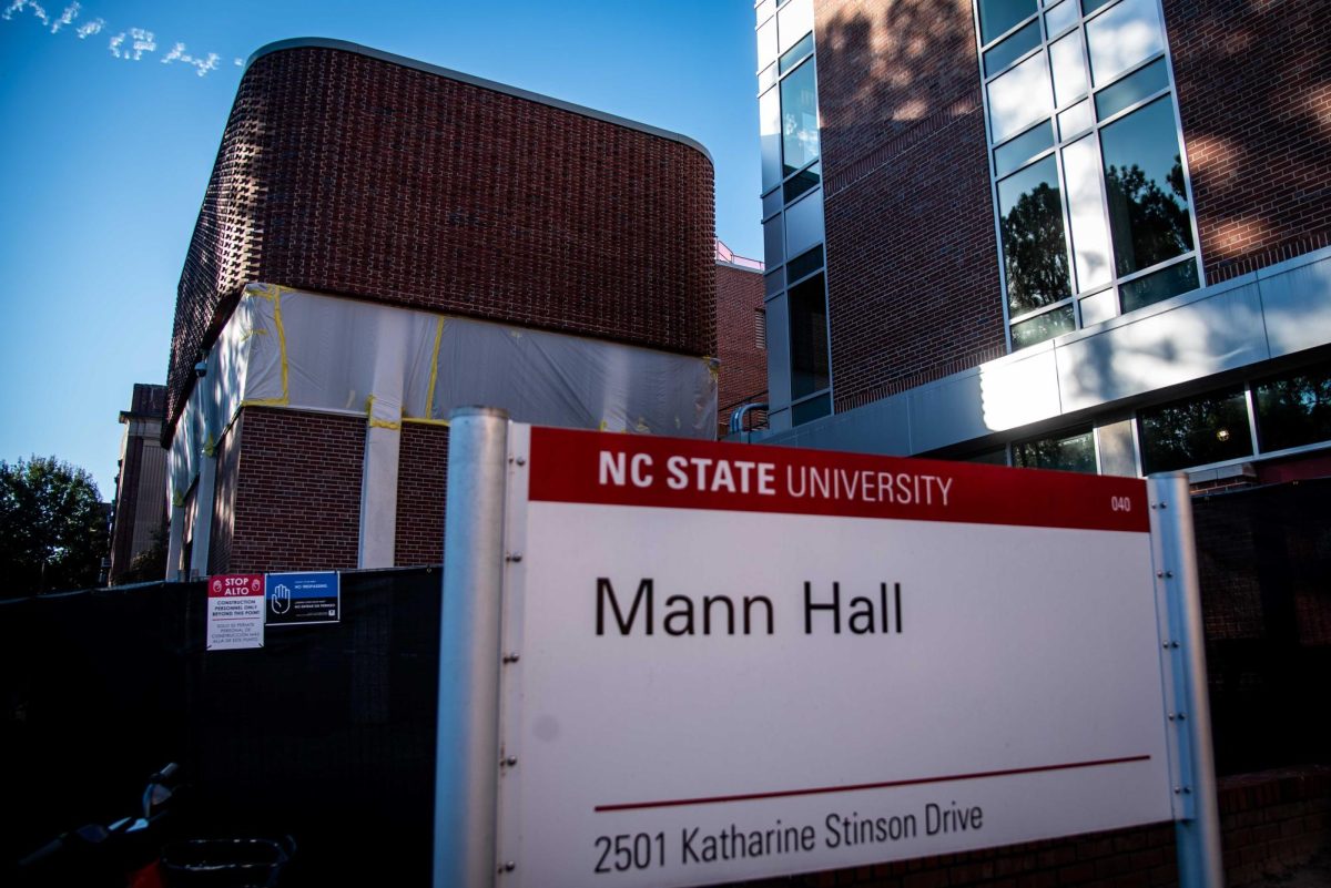 Construction around Mann Hall on Thursday, Oct. 23, 2025. Additional renovations have been completed on The McKimmon Center, Campus Health, and Witherspoon Student Center.