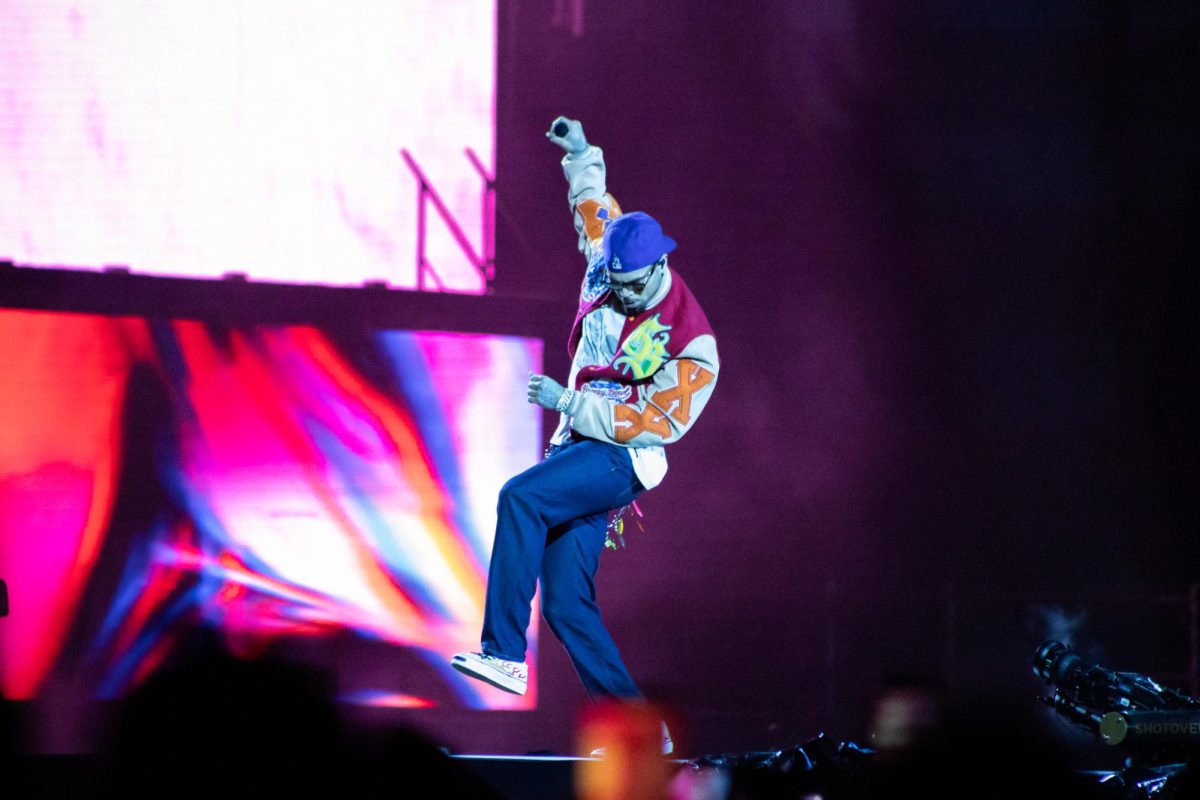Chris Brown dances on stage in Carter-Finley Stadium on Tuesday, Oct. 14, 2025. Chris Brown's Breezy Bowl XX Tour is a stadium tour celebrating the 20th anniversary of his debut album