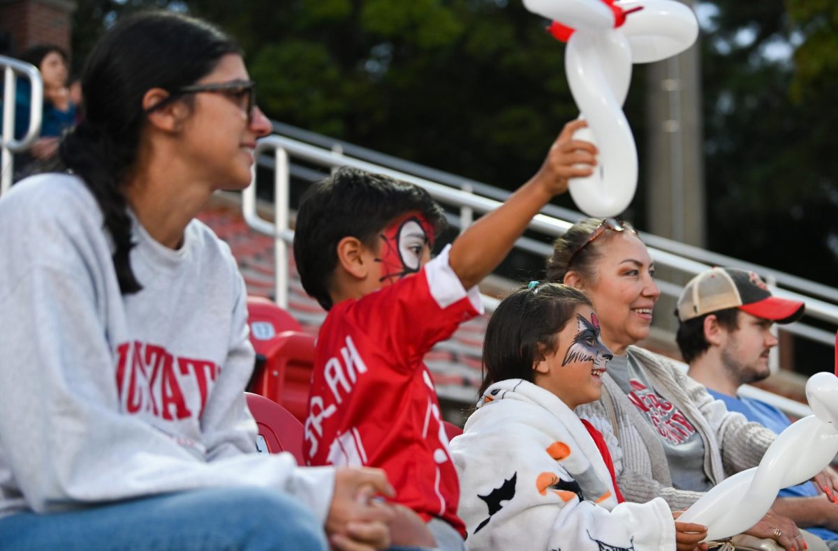 Family Yasemin Rodriguez, Luc Rodriguez, Phoebe Rodriguez and Leti Rodriguez watch the game against Wake Forest in Dail Soccer Stadium on Thursday, Oct. 2, 2025. NC State beat Wake Forest 2-1. 