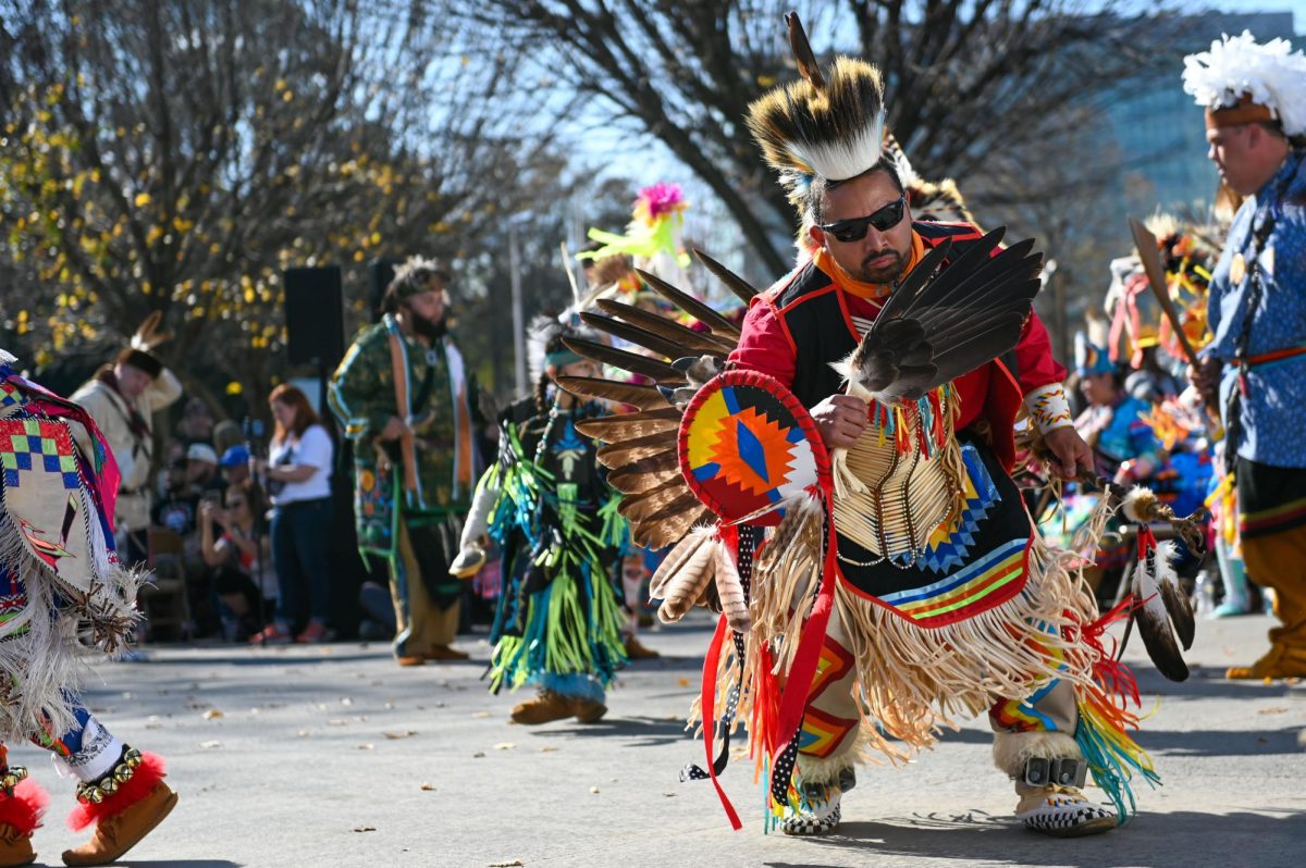 Joe Ledesma, a member of the Waccamaw Siouan tribe, dances in his regalia during the 30th Annual American Indian Heritage Celebration at the North Carolina Museum of Art on Saturday, Nov. 22, 2025. This was a two day event.