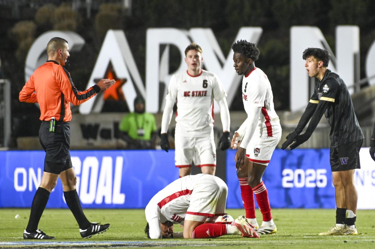 A yellow card is given to the opposing team during the Men's College Cup Championship game against Washington at First Horizon Stadium on Monday, Dec. 15, 2025. The Wolfpack lost to the Huskies 3-2 after going into overtime.