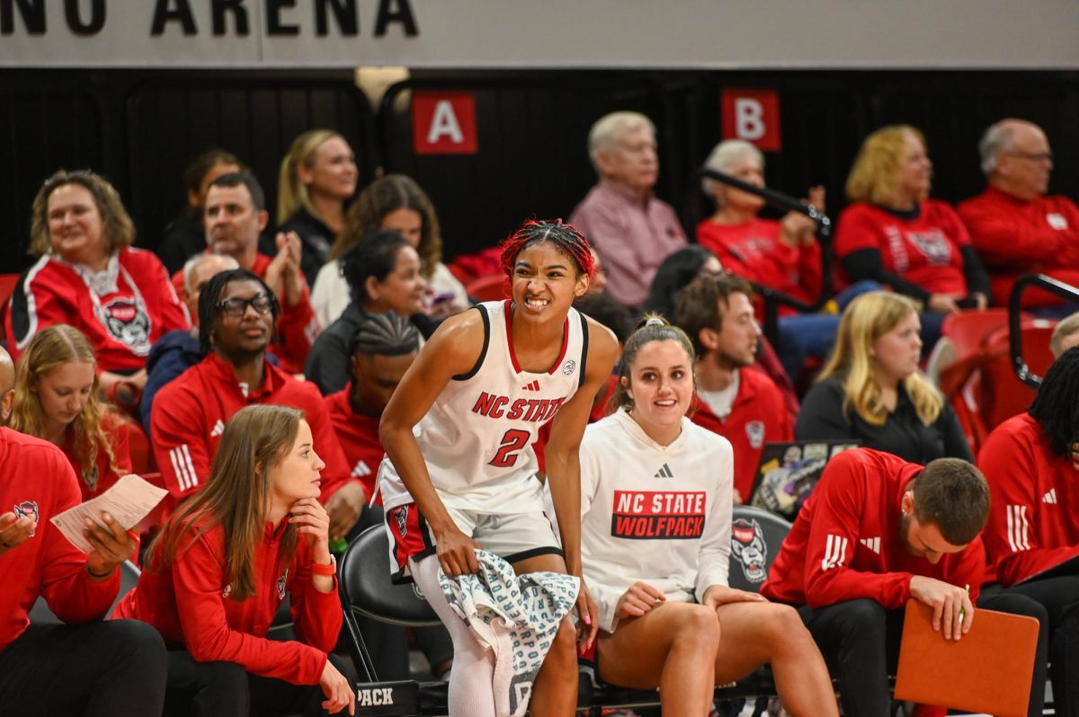 Junior guard Qadence Samuels steals the ball during the game against Georgia Tech at Reynolds Coliseum on Thursday, Dec. 18, 2025. The Wolfpack defeated the Yellow Jackets 87-58.