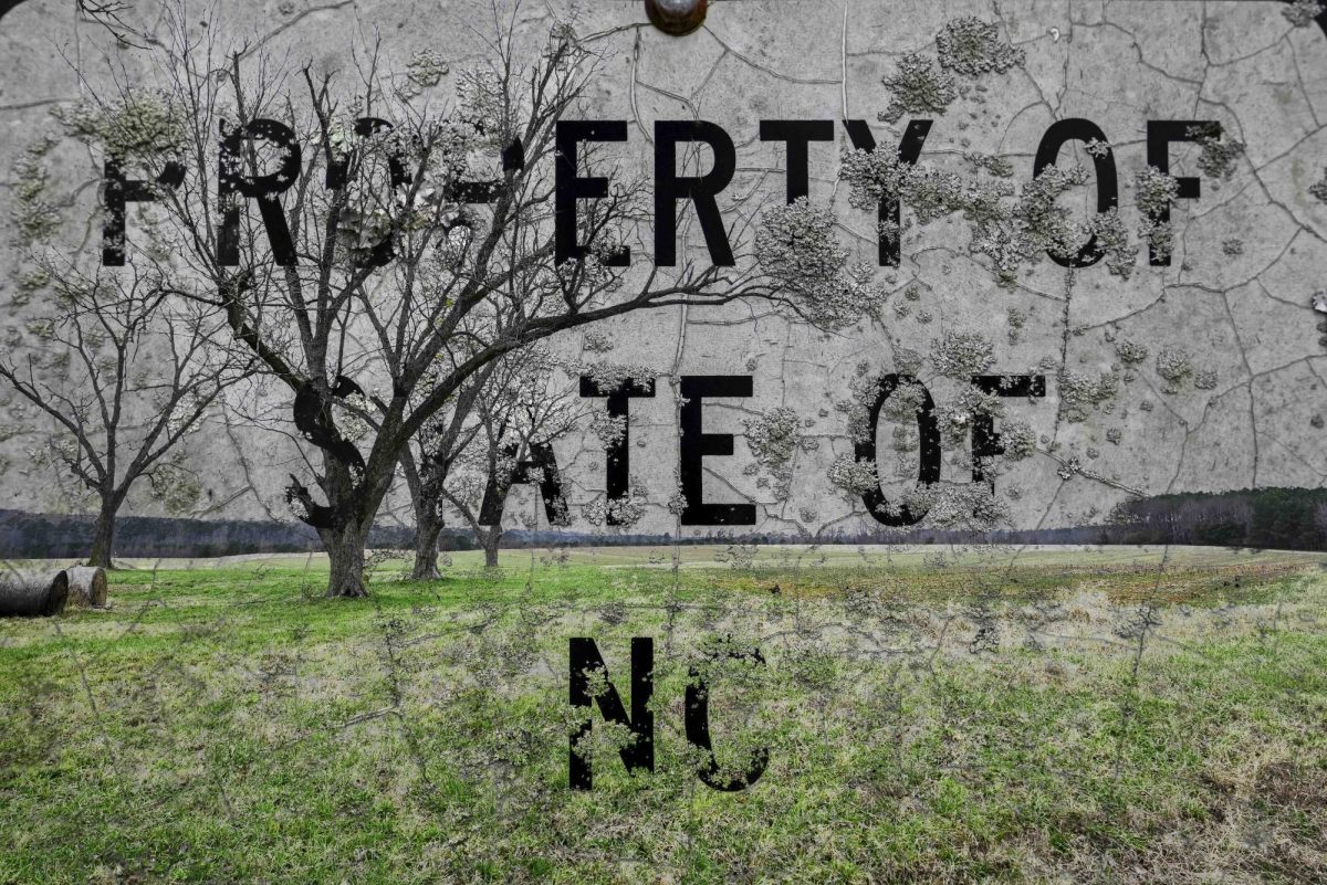 Multiple exposure of the NCSU Agroecology Education Farm and a sign reading "Property of State of NC" created on Wednesday, Jan. 14, 2026. The USDA recently announced that 11 billion dollars will be allocated to the Farmer Bridge Assistance Program, which provides relief to row crop farmers in the US.