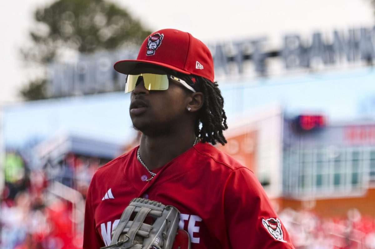 Junior outfielder Andrew Wiggins stands in the outfield during the game against Princeton in Doak Field at Dail Park on Saturday, Feb. 21, 2026. The Tigers defeated the Wolfpack 1-0.
