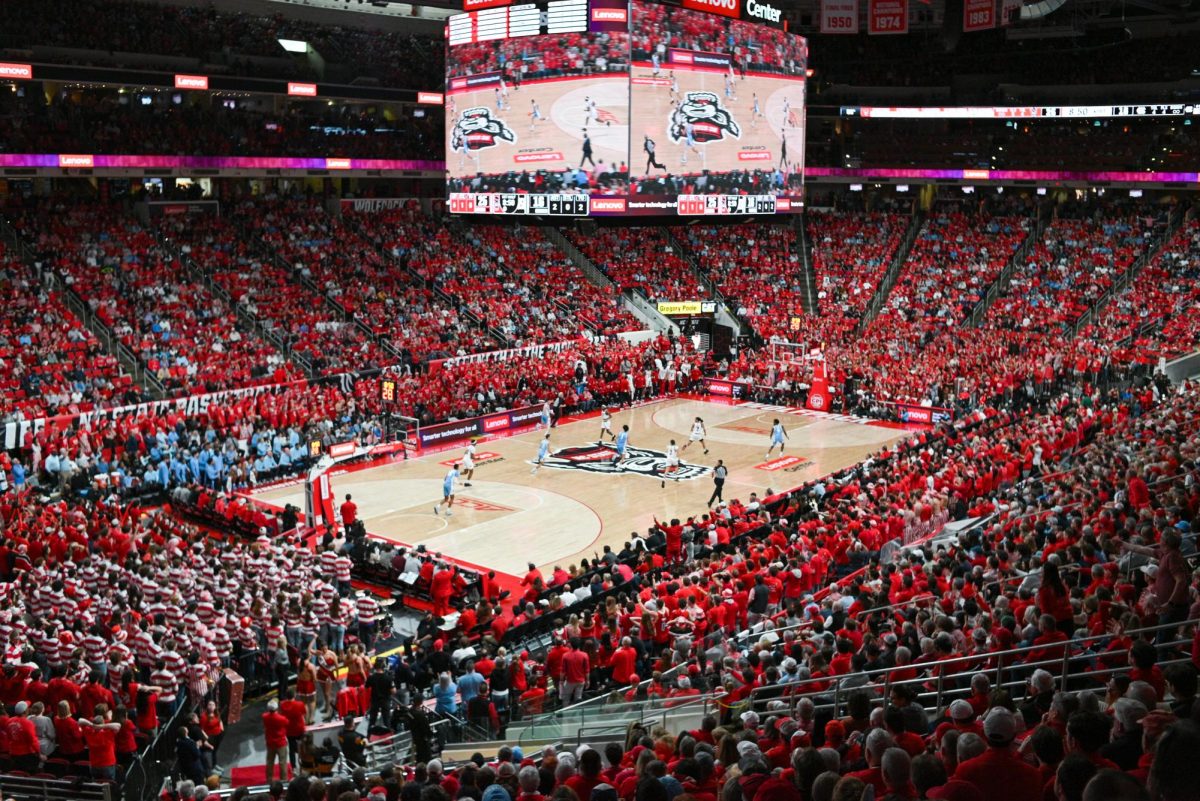 A shot of the crowd during the game against North Carolina at the Lenovo Center on Tuesday, Feb. 17, 2026. The Wolfpack defeated the Tar Heels 82-58.