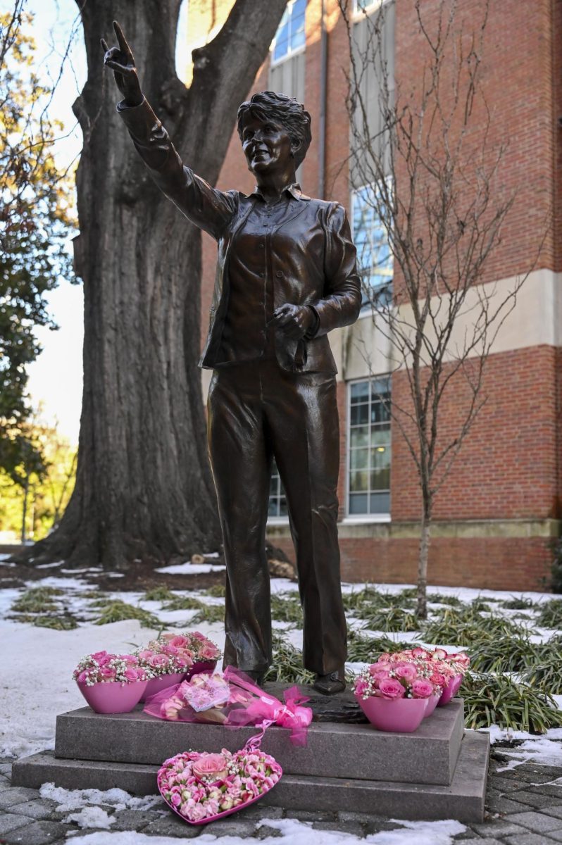 The Kay Yow statue pictured before the Play4Kay game in Reynolds Coliseum on Monday, Feb. 2, 2026.