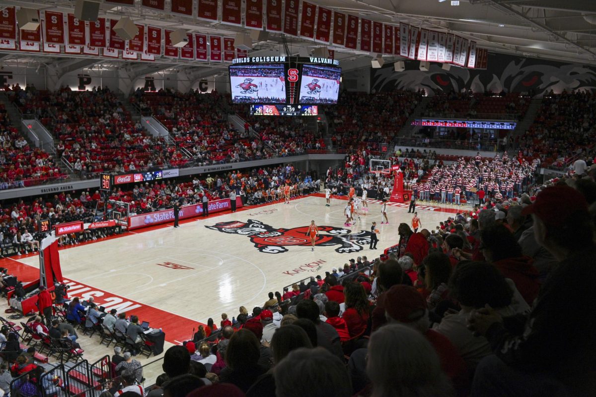 A shot of the crowd during the game against Syracuse at Reynolds Coliseum on Sunday, Feb. 22, 2026. NC State beat Syracuse 82-69.