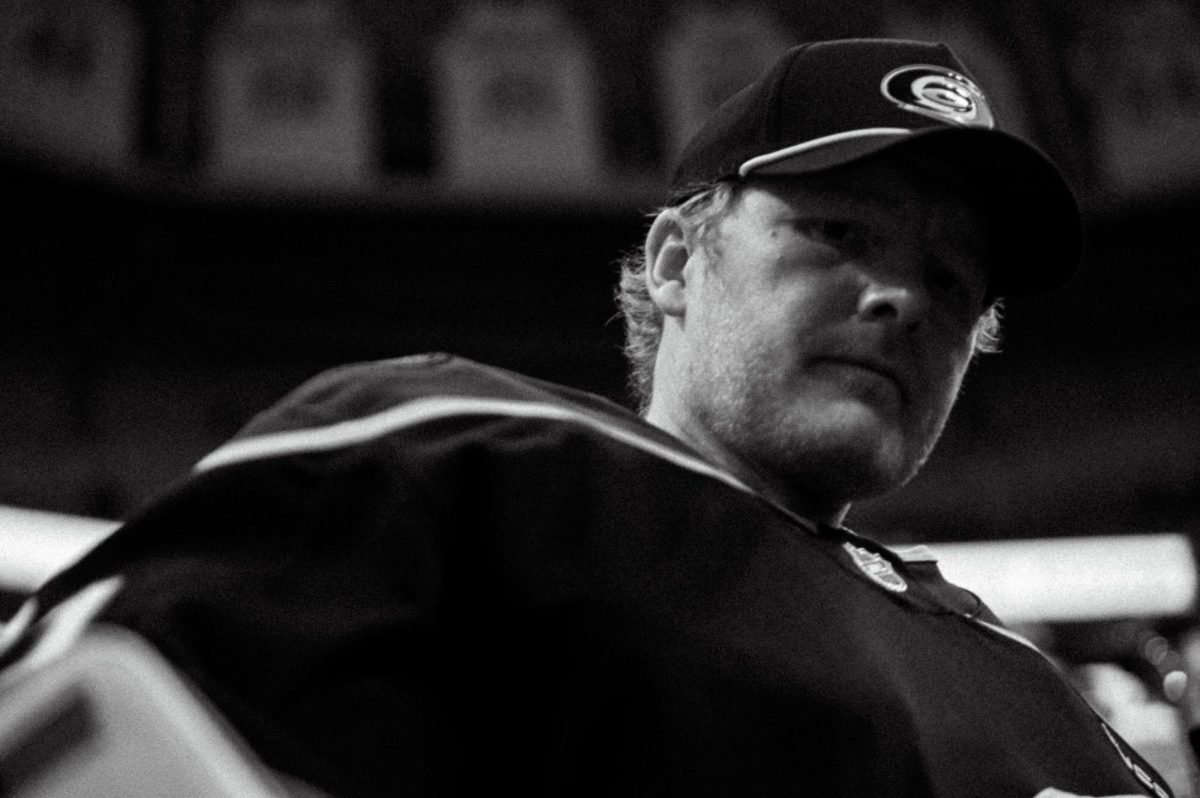 Goalie Frederik Andersen walks out for the second period of the game versus the New Jersey Devils at the Lenovo Center on Saturday, March 28, 2026. The Canes beat the Devils 5-2.