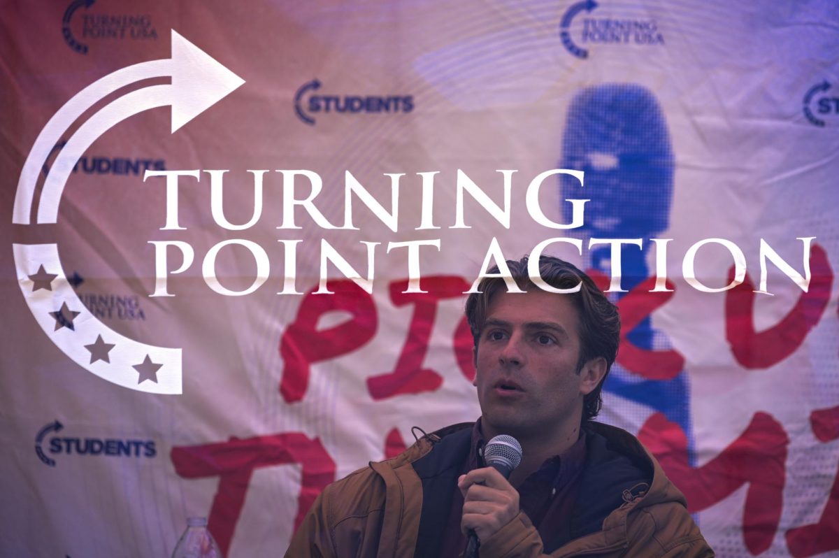 Political commentor Will Witt hosts Turning Point Action's "Prove Me Wrong" debate on Harris Field on Monday, March 30, 2026. 