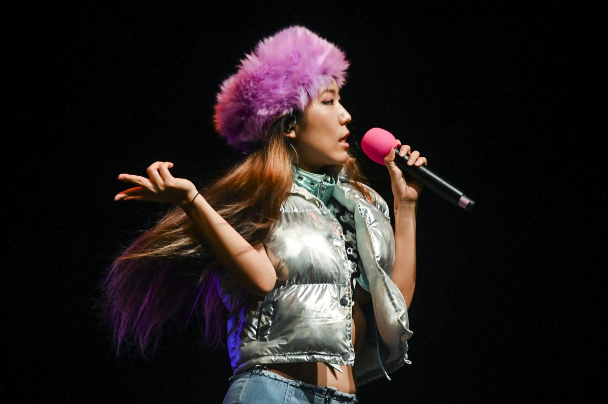 Space-pop artist Yoonha Verse performs at Asia Night, hosted by the ASA at Stewart Theater on Tuesday, March 31, 2026. Asia Night is an annual celebration of Asian culture, featuring dance performances from China, the Philippines, and India, as well as live music and a fashion showcase.