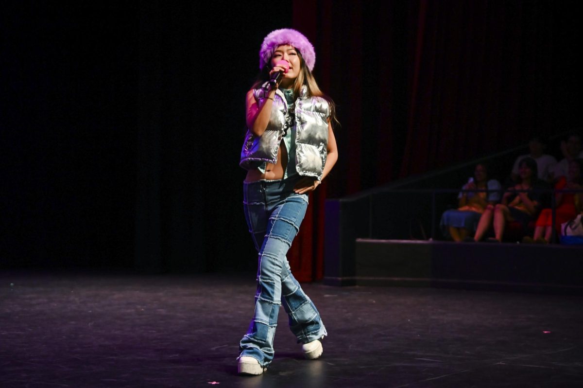 Space-pop artist Yoonha Verse walks across the stage at Asia Night, hosted by the ASA at Stewart Theater on Tuesday, March 31, 2026. Asia Night is an annual celebration of Asian culture, featuring live dance performances, music, and a multicultural fashion showcase.