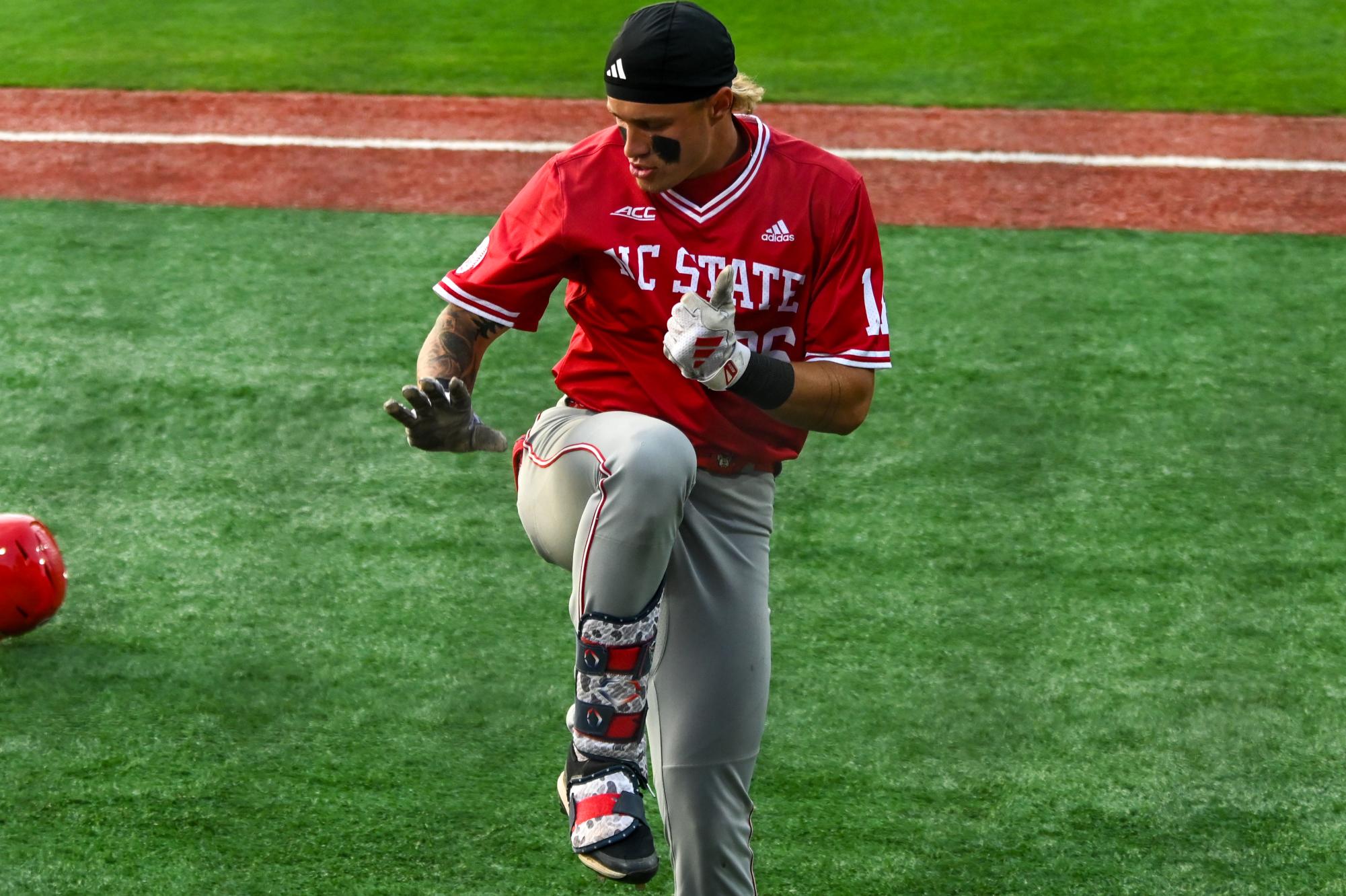 Sophomore outfielder TY Head celebrates during the game against East Carolina at Clark–LeClair Stadium on Tuesday, April 15, 2026. Head went one for five with a homerun. NC State beat ECU 10-3.