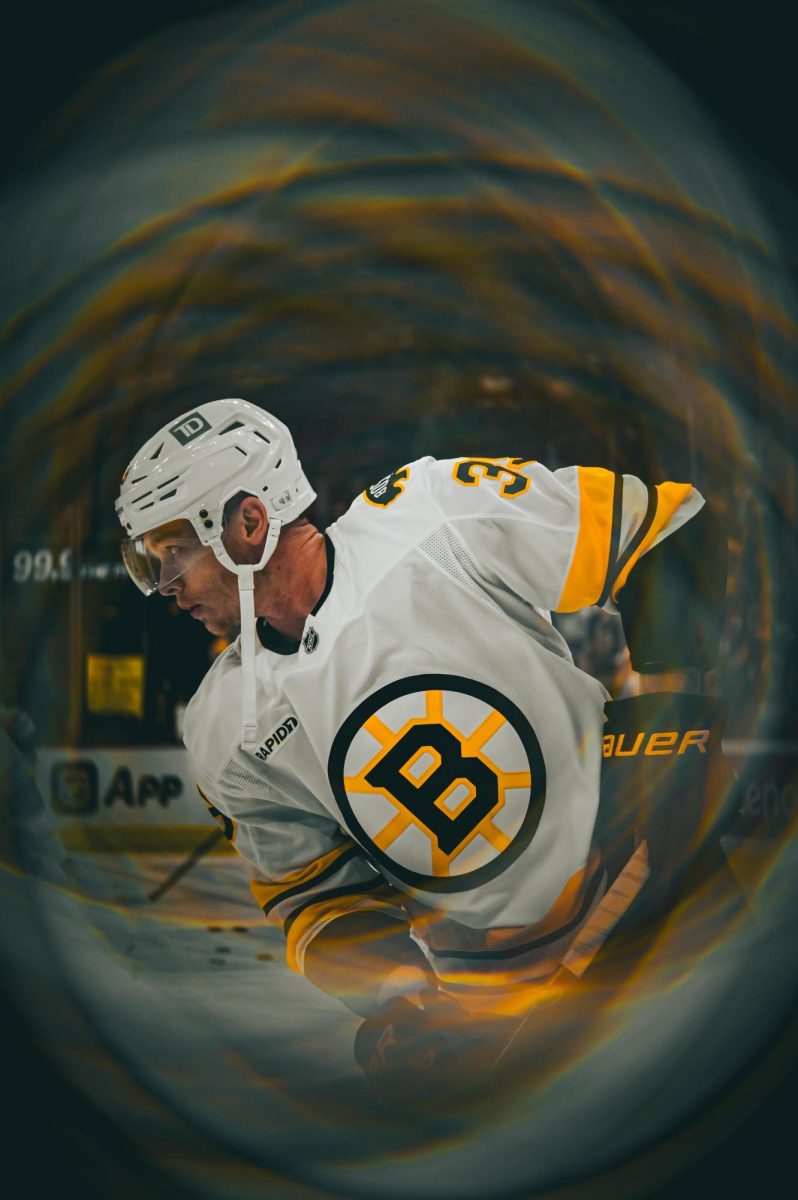 Boston center Morgan Geekie during warm ups before the game versus the Carolina Hurricanes at the Lenovo Center on Tuesday, April 7, 2026. Geekie had what would be his second career NHL hat trick this game. The Canes defeated the Bruins in OT 6-5.