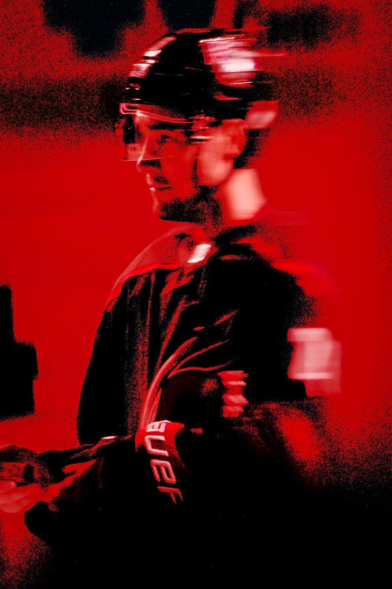 Defenseman Sean Walker gets titled as one of the “stars of the game” versus the Boston Bruins at the Lenovo Center on Tuesday, April 7, 2026. Walker had two assists. The Canes defeated the Bruins in OT 6-5.