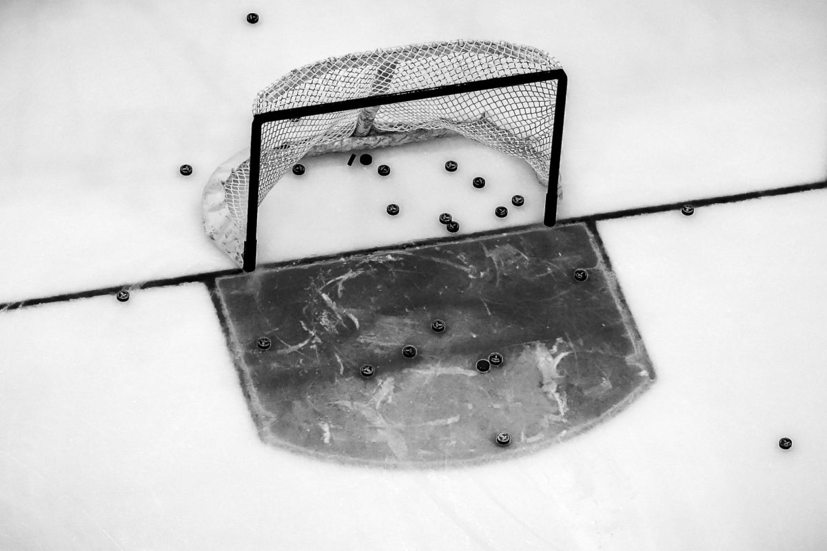 Empty net during warm ups of Game One of the Eastern Conference Playoffs against the Ottawa Senators at the Lenovo Center on Saturday, April. 18, 2026.  The Hurricanes defeated the Senators 2-0.