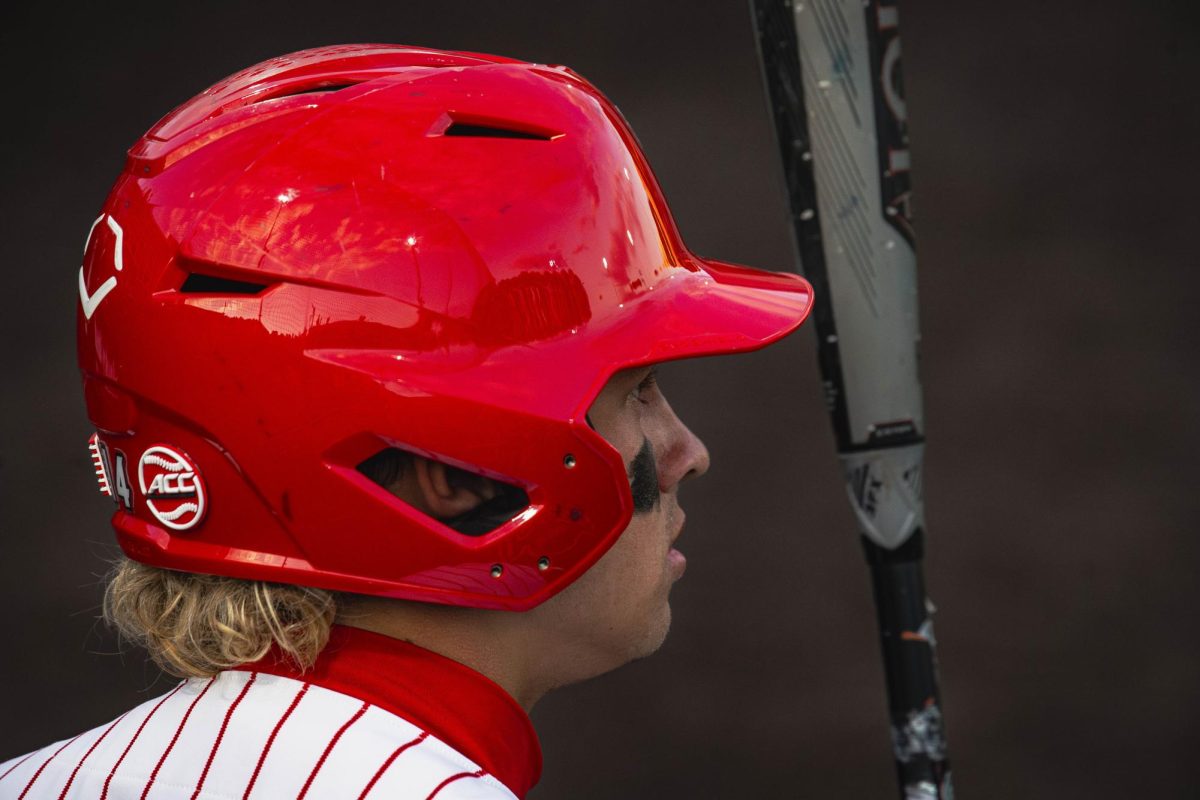 Sophomore outfielder Ty Head readies for an at-bat during the game against UNC in Doak Field at Dail Park on Thursday, May 14, 2026. The Tar Heels defeated the Wolfpack 9-4.