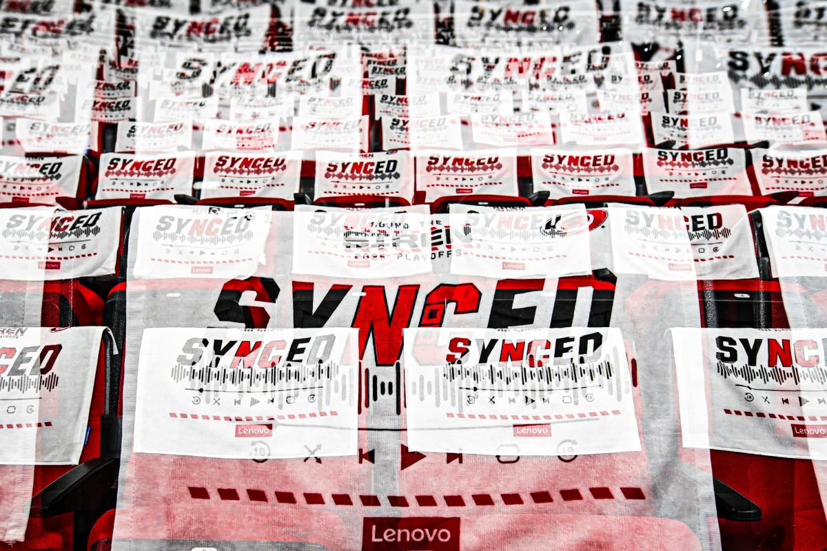 Multiple exposure of the Rally Towels for Game One of Round Two in the Eastern Conference Playoffs against the Philadelphia Flyers at the Lenovo Center on Saturday, May. 2, 2026.  The Hurricanes defeated the Flyers 3-0.