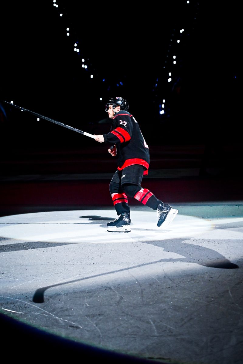 Center Logan Stankoven is presented as one of the stars of the game after Game One of Round Two in the Eastern Conference Playoffs against the Philadelphia Flyers at the Lenovo Center on Saturday, May. 2, 2026.  The Hurricanes defeated the Flyers 3-0.