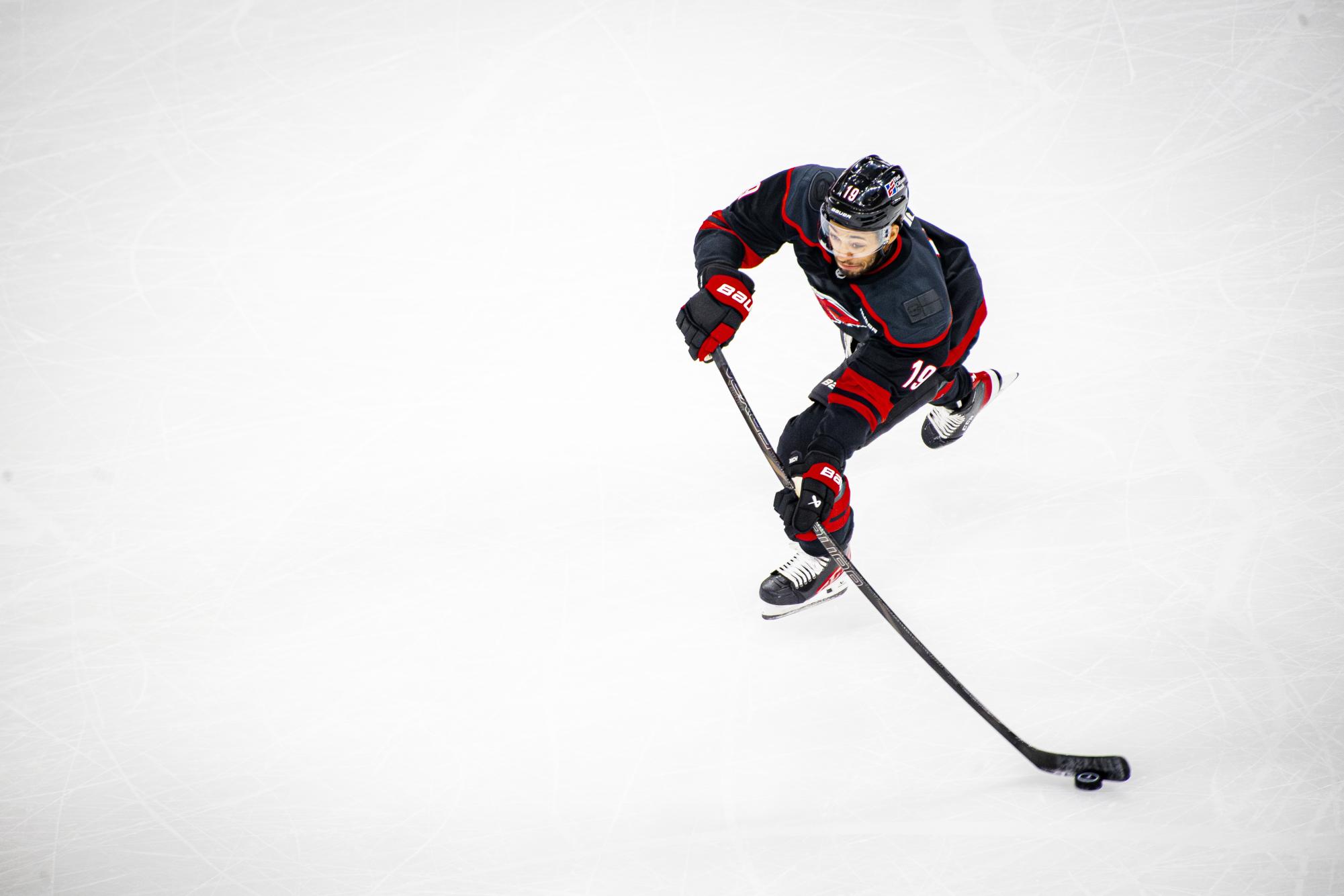 Defenseman K'Andre Miller takes a shot during Game Two of the Eastern Conference Semifinals between the Carolina Hurricanes and Philadelphia Flyers in the Lenovo Center on Monday, May 4, 2026. The Hurricanes defeated the Flyers 3-2 in overtime.