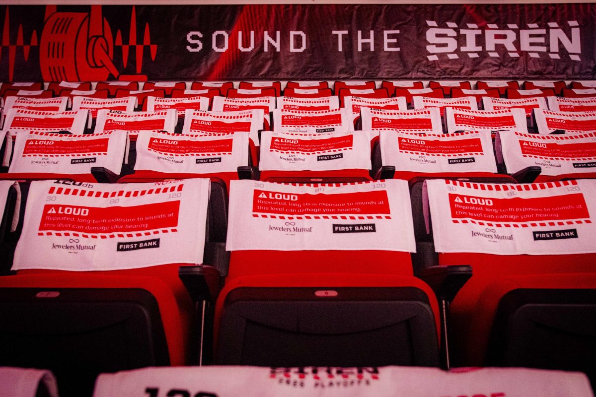Rally towels line the seats of the Lenovo Center before Game Two of the Eastern Conference Semifinals between the Carolina Hurricanes and Philadelphia Flyers on Monday, May 4, 2026.