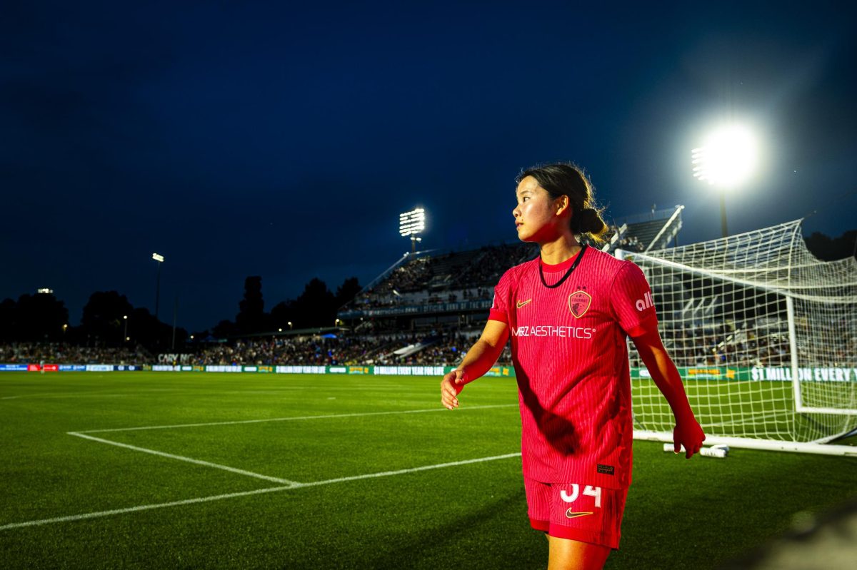 Midfielder Manaka Matsukubo walks off the field during the game against the Chicago Stars in First Horizon Stadium at WakeMed Soccer Park on Saturday, May 16, 2026. The Courage defeated the Stars 4-0.