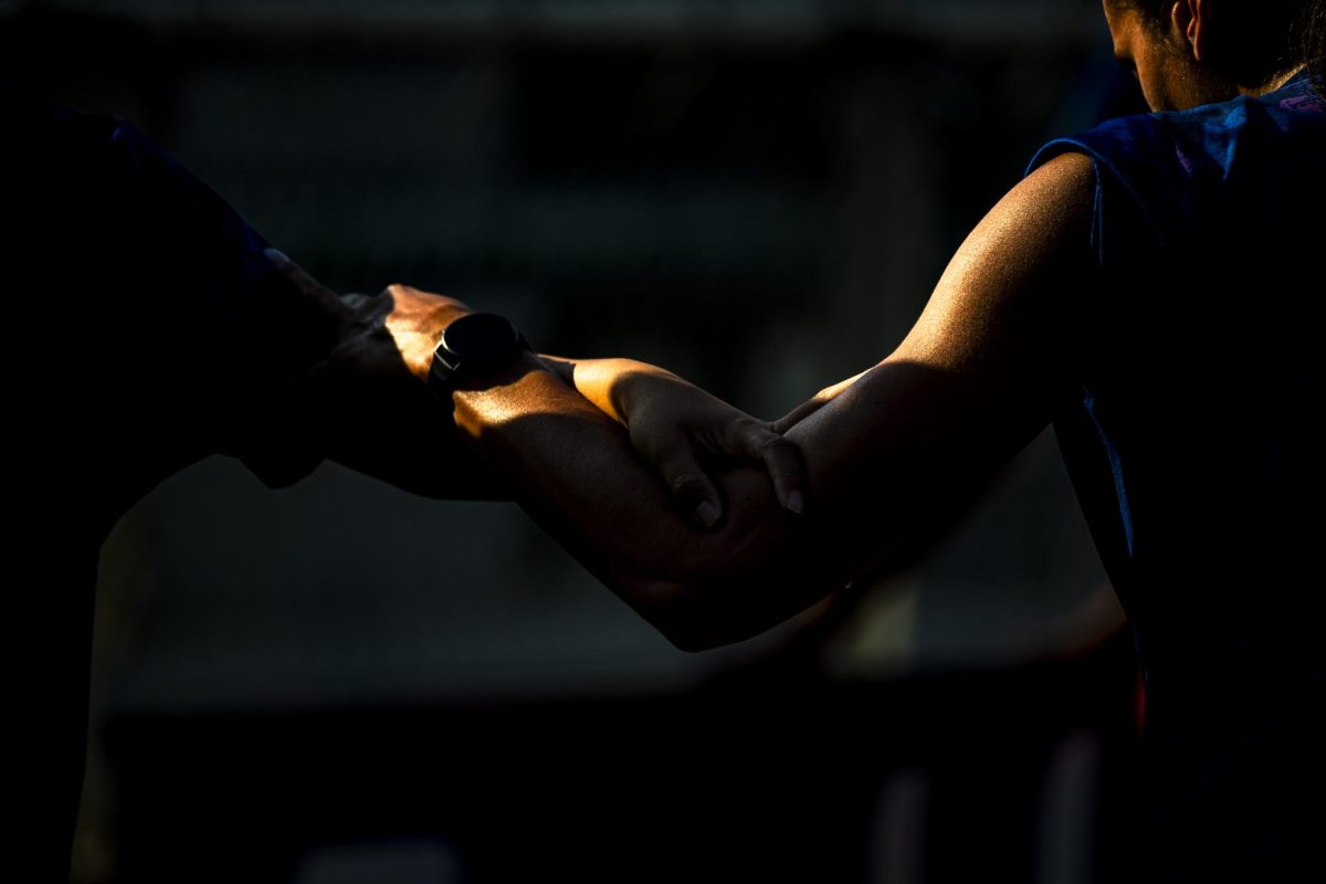 Courage players stretch together before the game against the Chicago Stars in First Horizon Stadium at WakeMed Soccer Park on Saturday, May 16, 2026. The Courage defeated the Stars 4-0.