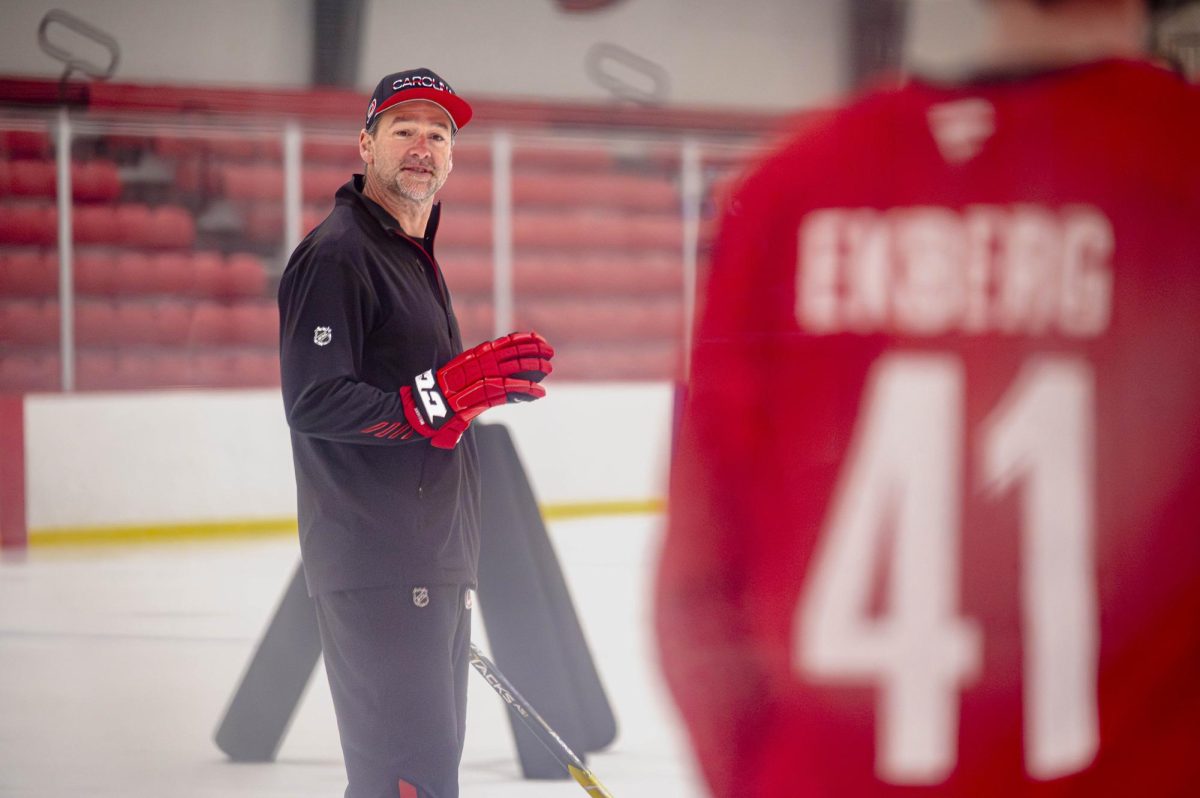 Former Hurricane Justin Williams coaches during the Hurricanes 2026 Prospects Development Camp on Monday, June 29, 2026.