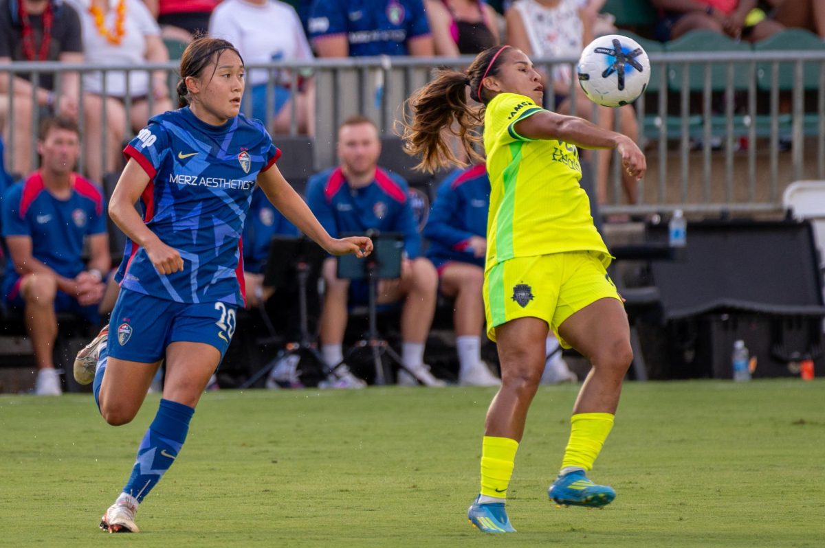 Midfielder Shinomi Koyama attacks during the match against Washington Spirit FC at First Horizon Stadium at WakeMed Soccer Park on Saturday, July 11, 2026. The Spirit beat the Courage 2-0.