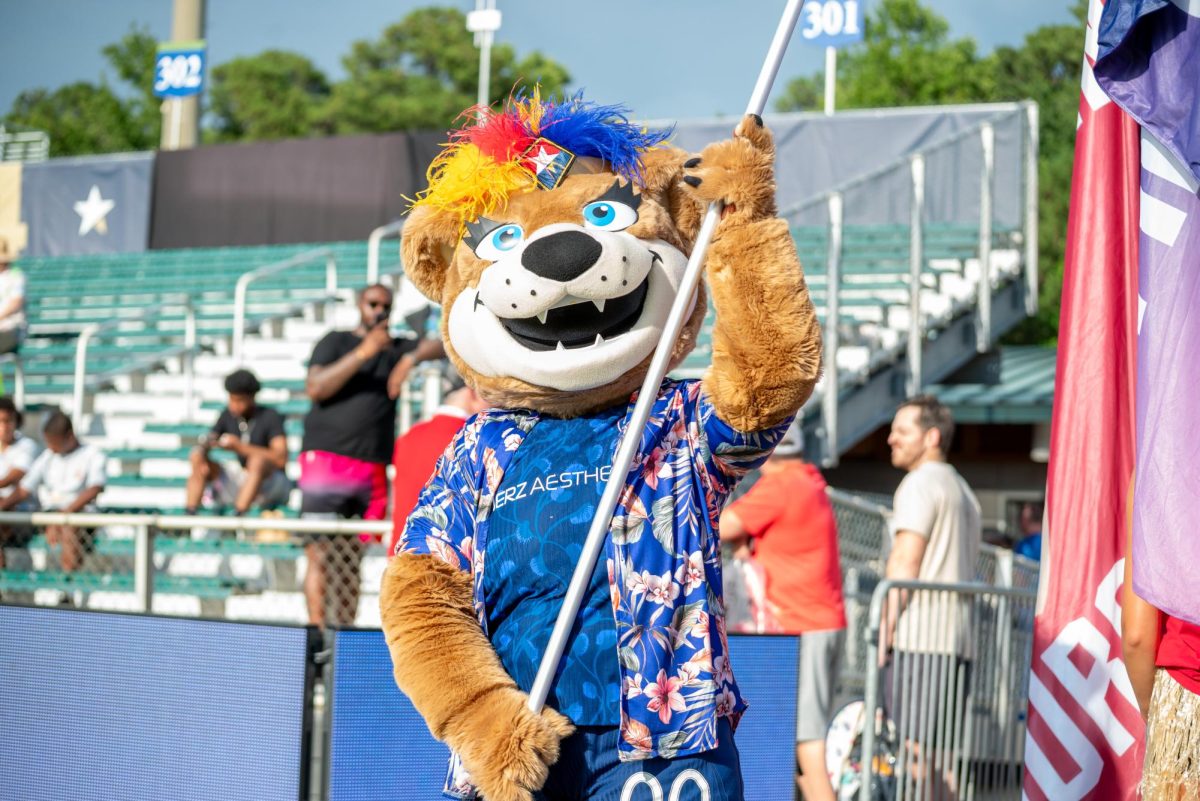 Team mascot Roary poses for a picture before the match against Washington Spirit FC at First Horizon Stadium at WakeMed Soccer Park on Saturday, July 11, 2026. The Spirit beat the Courage 2-0.