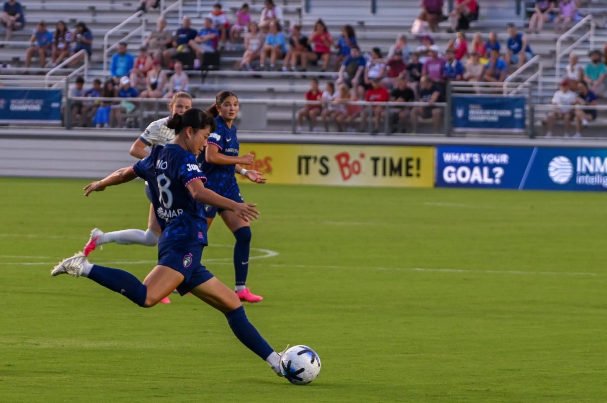 Defender Uno Shiragaki passes the ball during the game against Seattle at First Horizon Stadium at WakeMed Soccer Park on Saturday, July 4, 2026. North Carolina beat Seattle 3-1.